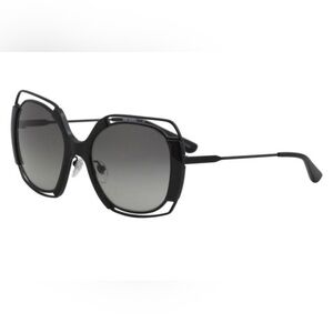 Tory Burch Black Metal Frame Oversized Sunglasses Full Set Case & Dust Bag